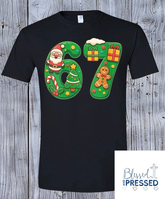 24 - "6/7" Santa and Gingerbread T-Shirt