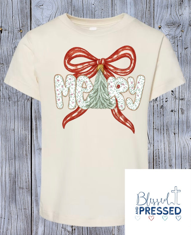 47-Christmas Merry Tree Bows T-Shirt
