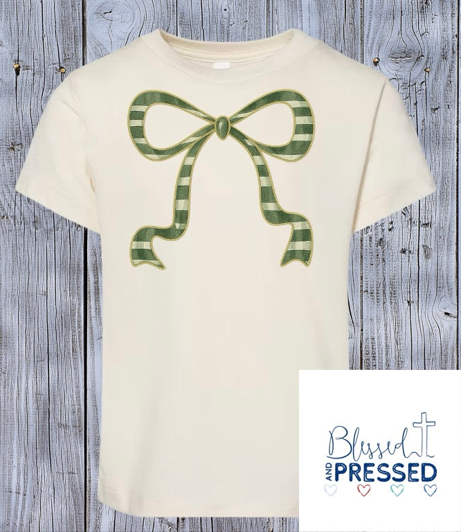 69--Christmas Green and Gold Bow T-Shirt