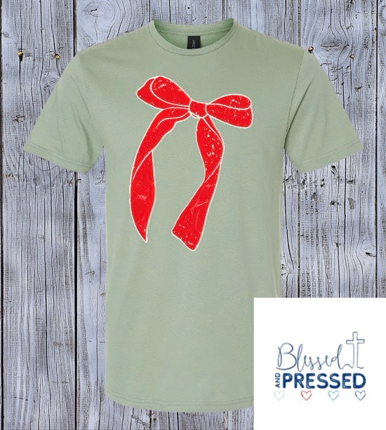 46-Big Red Bow Christmas T-Shirts