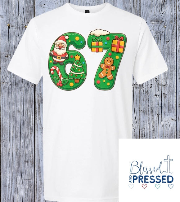 24 - "6/7" Santa and Gingerbread T-Shirt