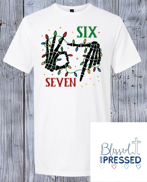 26- "6/7" Skeleton Hands with Christmas Lights