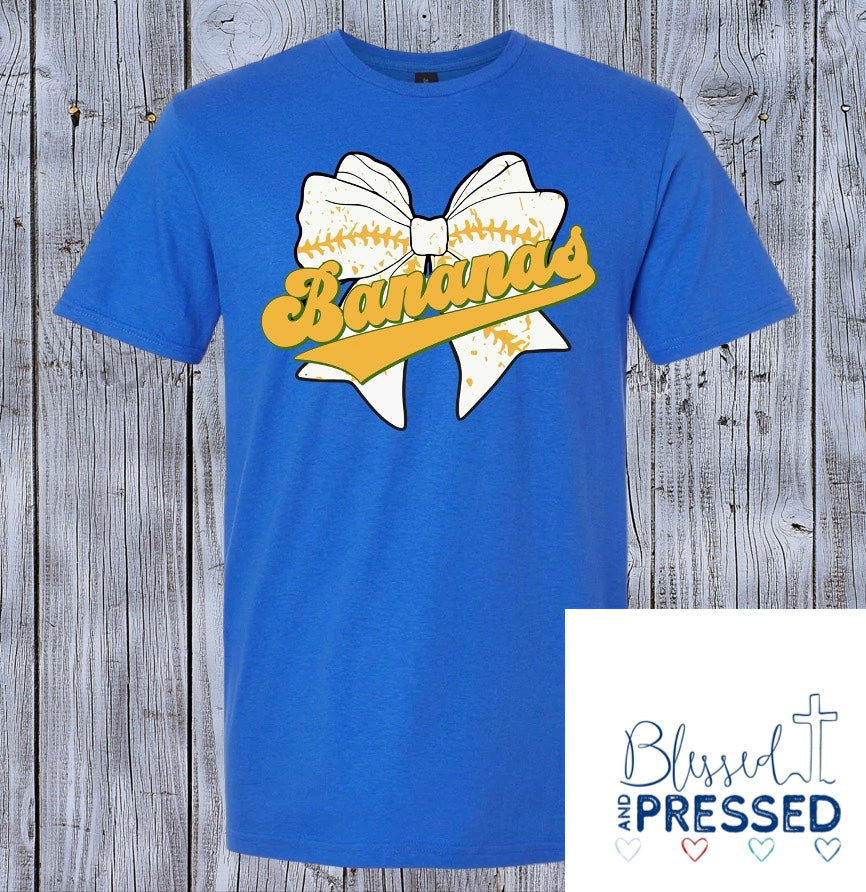 141- Banana Baseball Bow T-Shirt