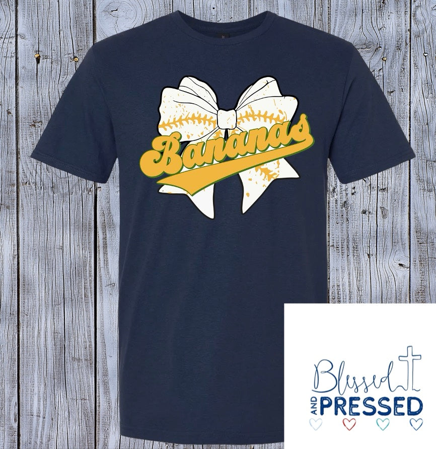 141- Banana Baseball Bow T-Shirt