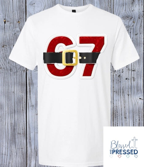 41- "6/7" Santa Belt Christmas T-Shirt