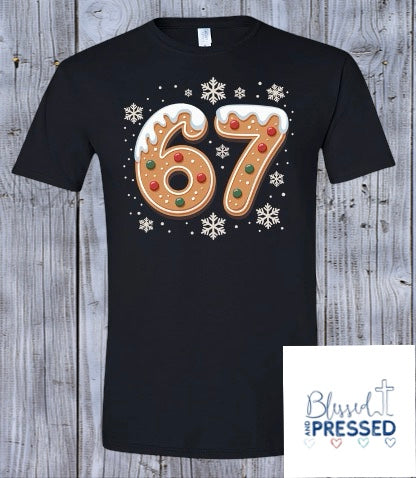 42 - "6/7" Christmas Gingerbread Snow T-Shirt