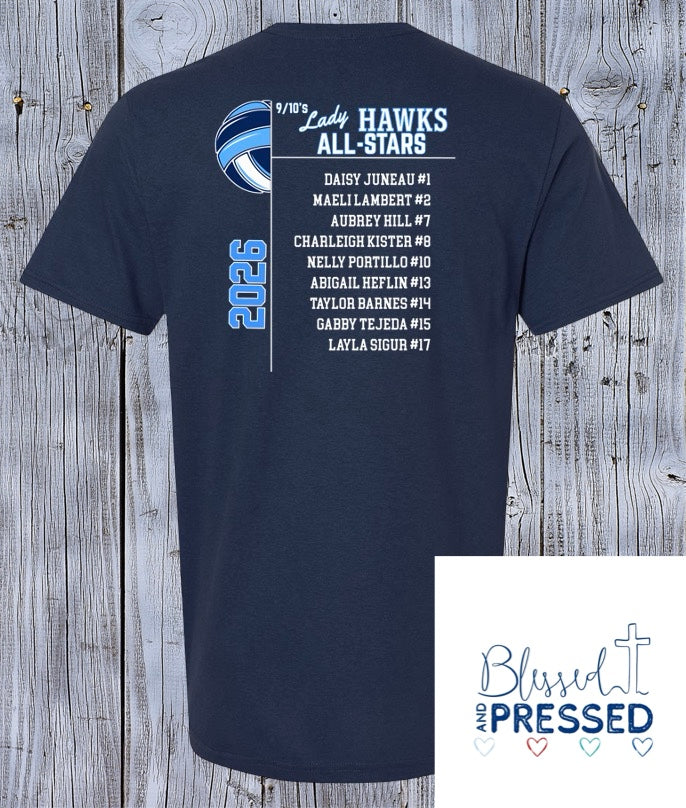 Lady Hawks with Team Design on Back